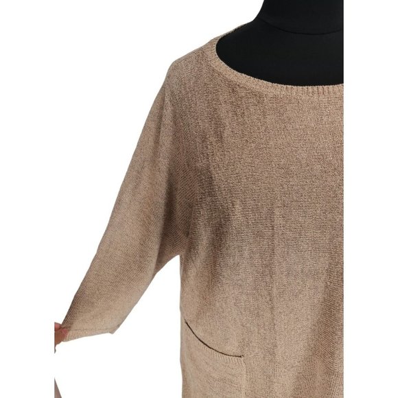 Soft Surrounding Womens Knee Length Shirt Sweater Dress One Size Beige  67A - Picture 2 of 6